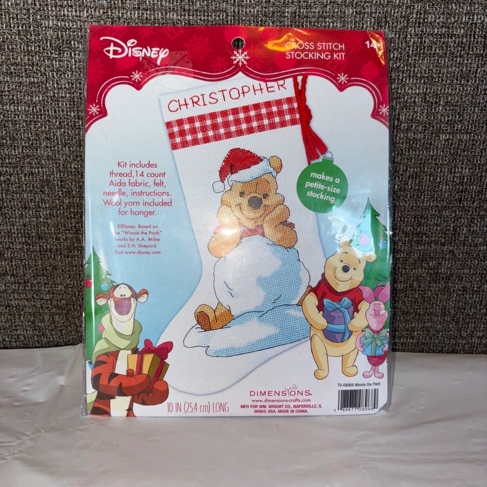 Disney Winnie the Pooh Cross Stitch Stocking Kit Dimensions Petite 10in NEW